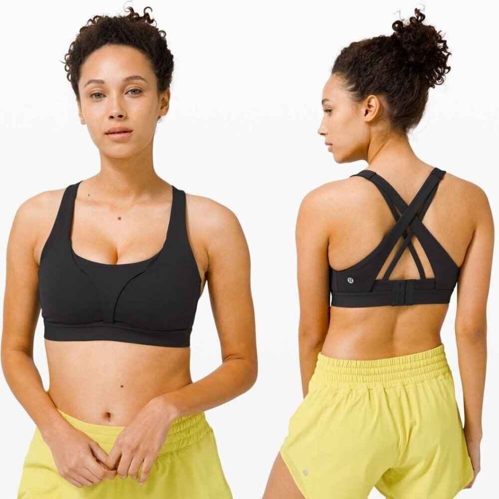 $15 SALE Lululemon Stash It All Black Sports Bra Activewear Athletic 4 (C/D)